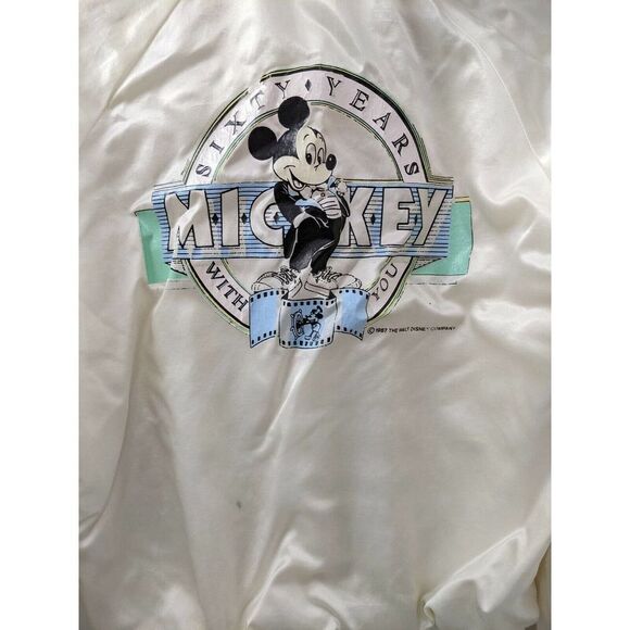 Walt Disney Mickey Mouse Chalk Line Satin Bomber Jacket Large 1987 Sixty Years - Picture 10 of 12